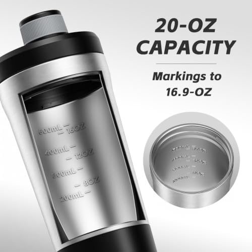 PROCHAIN Insulated Stainless Steel Protein Shaker Bottle, 20oz Metal Mixer - Image 5