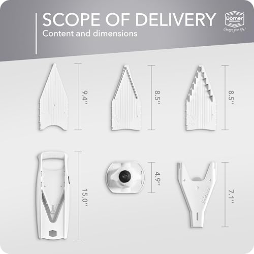 Mandoline Food Slicer V5 (Starter Set) by Reston Lloyd • V-Slicer with Food Holder • Made in Germany • Fruit & Vegetable Chopper • Multiple Settings • Color: White