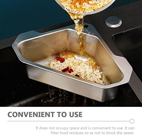 Stainless Steel Sink Basket Triangle Corner Strainer 9.64X6.88X3.14 Inch Hanging Kitchen Sink Draining Basket Food Waste Strainer and Storage Organizer