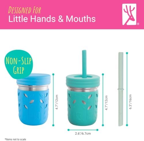 Kids 10oz Stainless Steel Mason Jars + Sleeves + Lids | 4pk