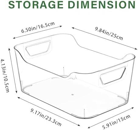 12 Pack Clear Plastic Storage Bins, Pantry Organizers and Storage, Clear Pantry Organizer Bins, Plastic Containers with Handle for Kitchen,Freezer,Cabinet,Closet,Bathroom Under Sink Storage