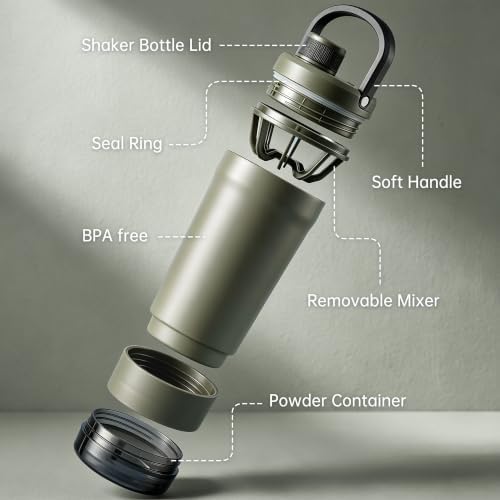 Fijinhom 24 oz Insulated Shaker Bottle with Portable Powder Container. - Image 2