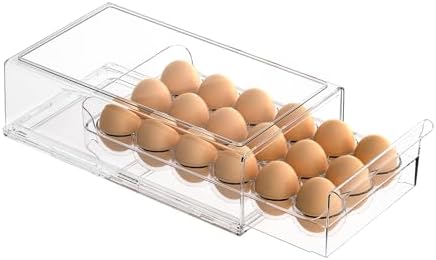 Egg Container for Refrigerator BPA Free Refrigerator Organizer Bins,Stackable Egg Holder for Refrigerator,18 Egg Tray,Clear