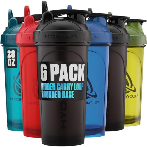 6 Pack 28oz Protein Shaker Bottles with Patented Carry Handle