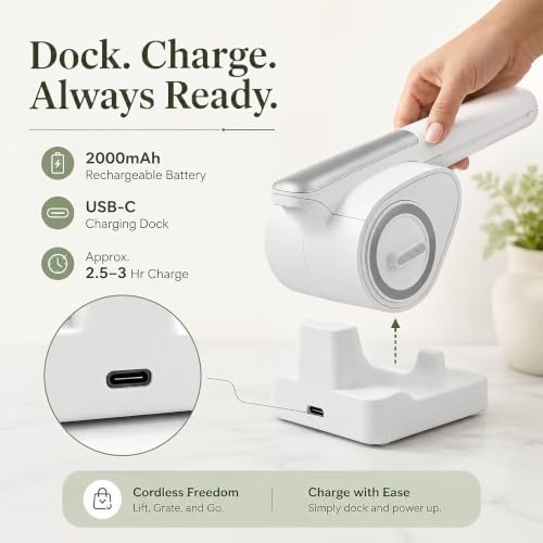 Electric Grater for Cheese, Chocolate and Nuts, Wireless,3Stainless Steel Rollers,Electric Food Grinder for Kids & Seniors – Fine Texture for Easy Digestion, Home & Outdoor Use