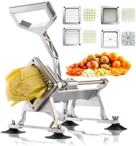 Commercial French Fry Cutter Stainless Steel Potato Cutter with 1/2,1/3,3/8 Inch Blade and 8-wedge balde, Heavy Duty Potato Slicer Manual Potato Chopper Set for Sweet Potato, Carrot, Cucumbers by YODHOSA