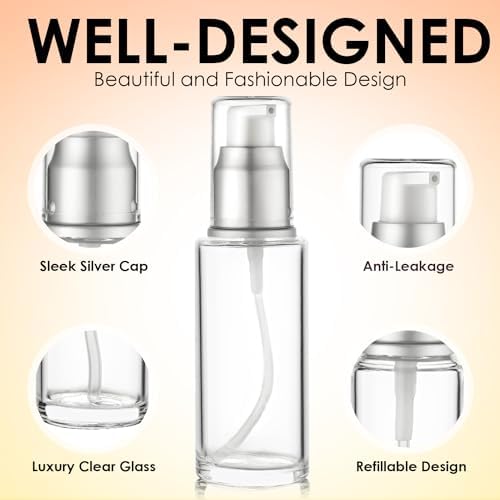 VitalUp Clear Glass Pump Bottle (4-Pack) 1.7 Oz 50ml - Refillable, Lotion - Image 5