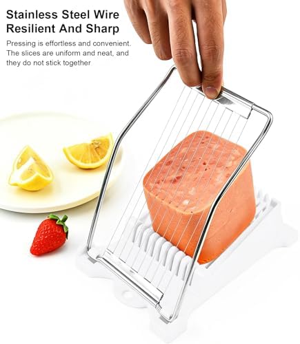 Spam Cutter Luncheon Meat Slicer,Egg Slicer Cutter for Hard Boiled Eggs,10/14 Slices Stainless Steel Wires (white, 10 Slices Wires) - Image 4