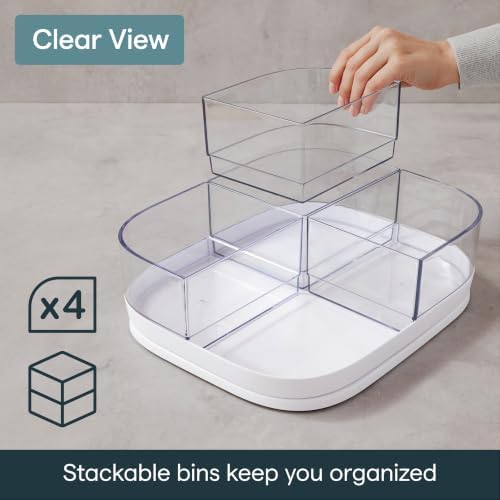 MagicTrack Turntable with 4 Bins, Rectangle Lazy Susan Organizer