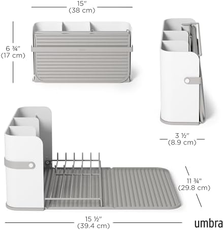 Sling Dish Drying Rack, Space Saving Foldable Storage, White