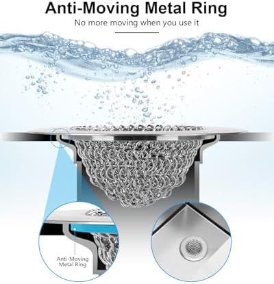 2 Pack Upgraded Sink Drain Strainer, Patented Reversible Chain Mail Mesh
