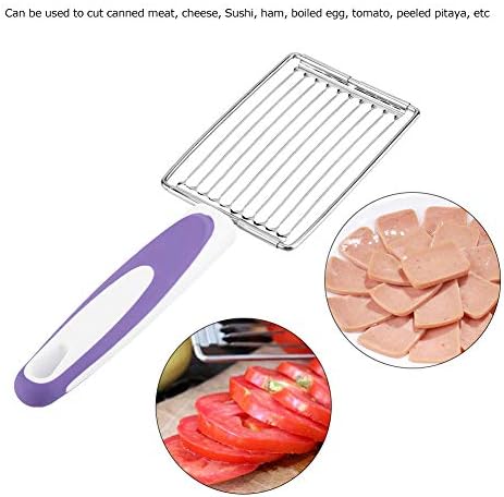 Tomato Cutter, Stainless Luncheon Meat Cutter Tomato Slicers Fruits Cutter Stainless Steel Meat Cutter with Handle for Soft Tomato Ham Egg(Purple) - Image 2