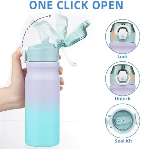 BJPKPK 18 oz Water Bottle with Straw & Handle, Insulated Stainless Flask - Image 3