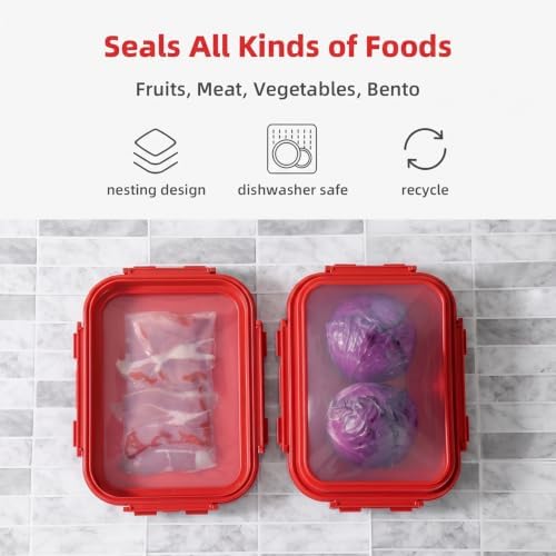 2 Pack Silicone Food Fresh-Keeping Storage Containers with Lid(12 Cups /96 oz) BPA-Free Leakproof Lock Clips Versatile Fridge Storage Containers Space Saving & Expandable Red