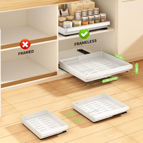 Pull Out Cabinet Organizers Expandable,White,16.9"Depth,2 Pack