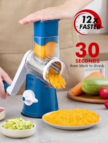 Geedel Rotary Cheese Grater Hand Crank, Cheese Shredder Vegetable Slicer - Image 2
