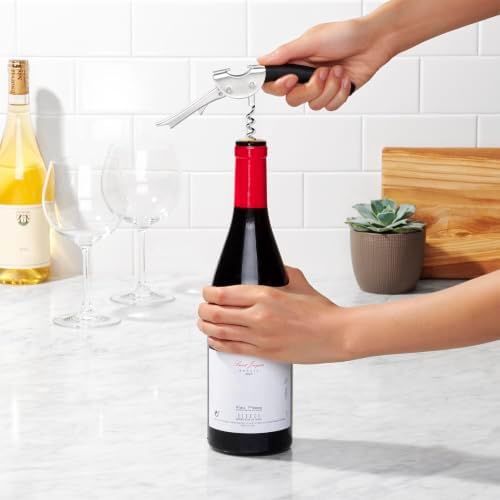 OXO Steel Double Lever Waiter's Corkscrew, Black