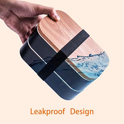 Bento Box Adult Lunch Box with Leakproof 54OZ Black