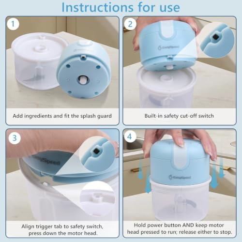 Electric Garlic Chopper, 250ml Mini Food Processor, USB Rechargeable Garlic Mincer, Wireless Small Food Chopper for Onion, Veggie, Ginger, Chili, Fruit, Meat