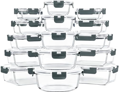 30 Pcs Glass Meal Prep Containers, Food Storage Containers with Lids