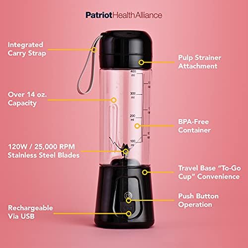 Patriot Power Blender, Portable, Cord-Free USB Rechargeable Mini Blender, Make Smoothies, Protein Shakes, Slushies for Kids & Margaritas On-The-Go, Gym, Camping - Image 3