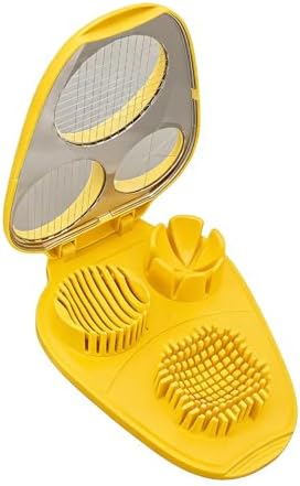Egg Slicers with 3-Slice Modes Hard-Boiled Egg Cutter – Stainless Steel Blades,ABS Container with Lid for Kitchen,Salad & Sandwich Prep(Yellow) - Image 5
