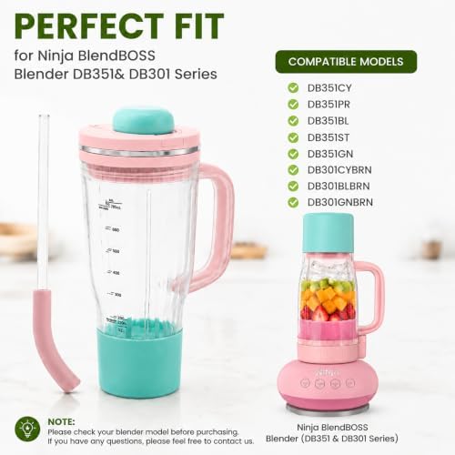 26oz Replacement Cup with Straw for Ninja BlendBoss Blender (Pink) - Image 4
