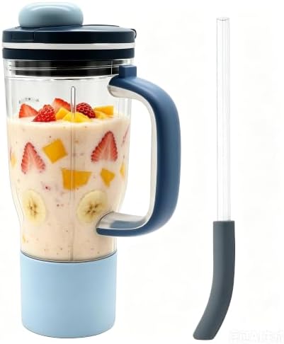 26 oz Travel Tumbler Replacement Compatible with Ninja BlendBoss Personal Blenders, Replacement 26oz Smoothie Vessel Cup with Lid & Straw for Blendboss DB351PR DB351CY DB351ST, Leakproof, Blue by Unknown