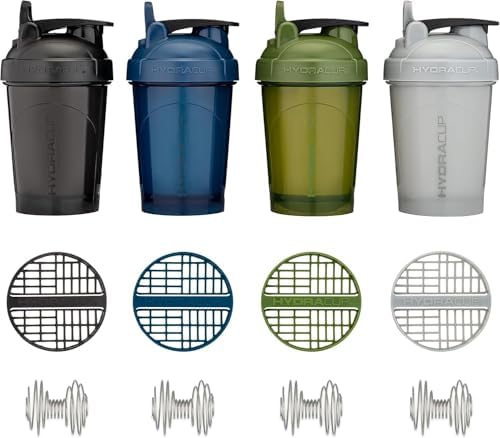 4 Pack 20oz Protein Shaker Bottles, Barbell Blender Wire Mixer