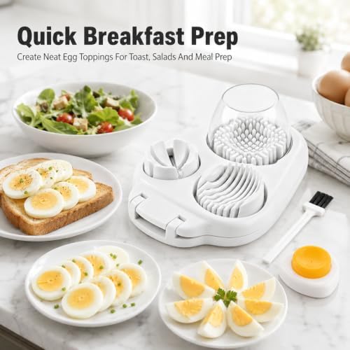 Egg Slicer for Hard Boiled Eggs, 3-in-1 Stainless Steel Egg Cutter - Image 2