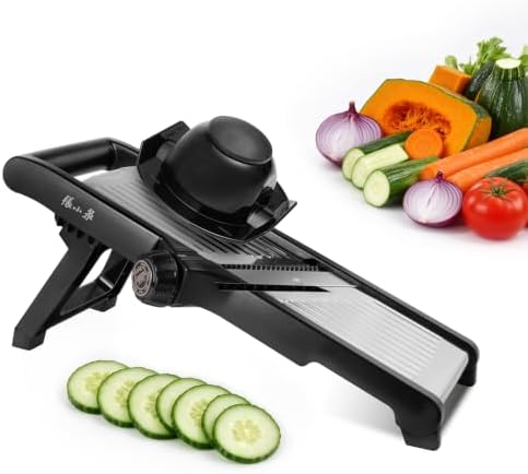 5‑in‑1 Adjustable Mandoline Slicer, Stainless‑Steel Body with ABS Frame