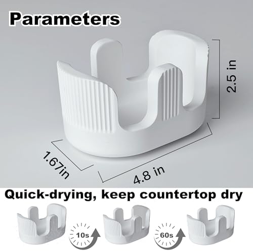 Ultra Absorbent Stone Sponge Holder for Kitchen Sink, 2 Slot Diatomite Dish Brush Sponge Holder, Diatomite Stone Sink Tray, Rustproof Sinks Caddy for Countertop, Double, White