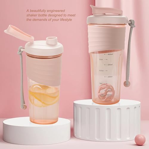 Protein Shaker Bottle,Sports Blender Bottles for Protein Mixes with Whisk Ball,Mixer Bottle,Portable Pre Workout Whey Protein Drink Shaker Cup，Midnight Pink - Image 6