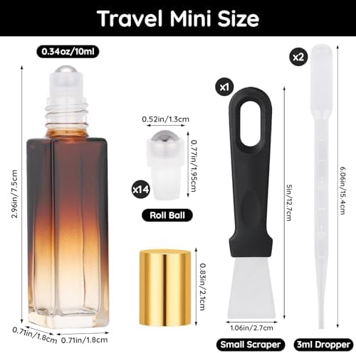 Segbeauty 0.34oz 10pcs Travel Empty Roller Bottles, 10ml Glass Bottle for Essential Oils Applicator, Refillable Travel Size Container Roll on Bottle with Dropper, Liquid Containers for Eye Essence Oil - Image 3