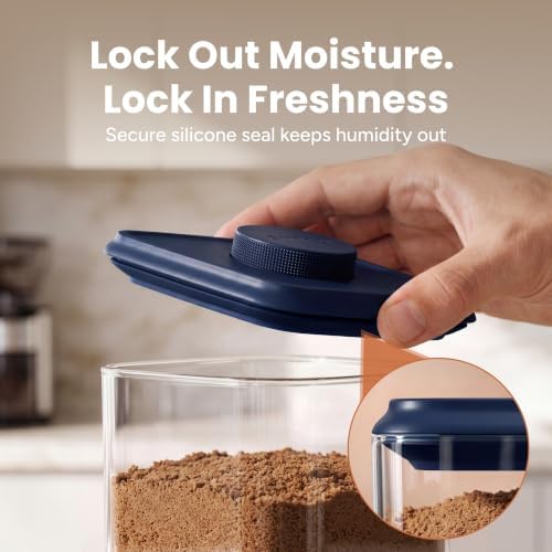 Glass Airtight Food Storage Containers with Pop Lids - Blue