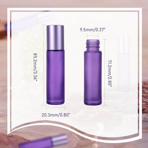 Kesell 10-Pack 10ml Glass Roller Bottles for Essential Oils, Purple - Image 2