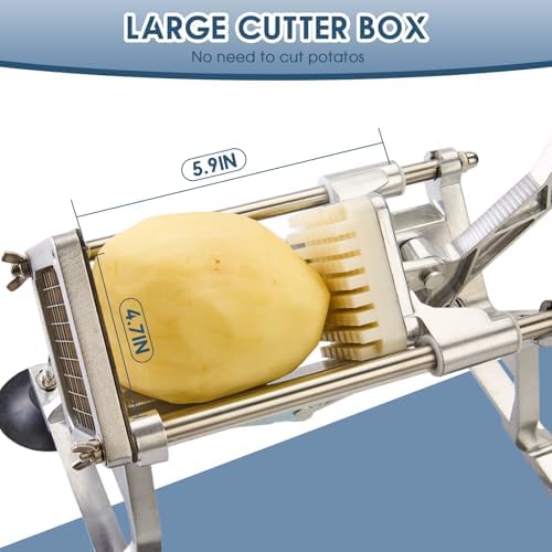 Commercial French Fry Cutter Stainless Steel Potato Cutter for with 1/2,1/3 and 3/8 Inch Blade, Heavy Duty Potato Slicer Manual Potato Chopper Set for Sweet Potato, Carrot, Cucumbers - Image 3