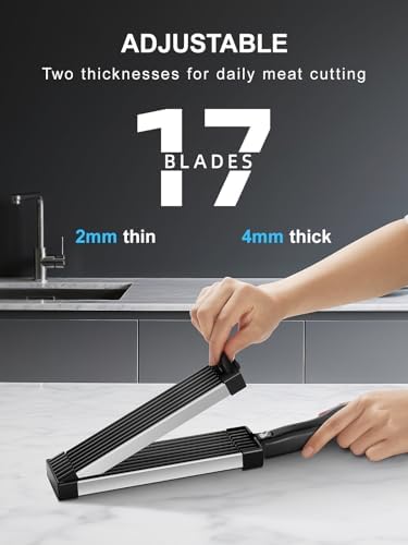 ONCE FOR ALL Fresh Meat Slicer, Adjustable 2 or 4 mm, Jerky Slicer, 17-in-1 - Image 4