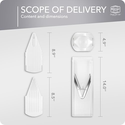 Mandoline Food Slicer Börner V3 (Basic Set) by Reston Lloyd • V-Slicer with Food Holder • Made in Germany • Fruit & Vegetable Chopper • Multiple Settings • Color: White - Image 6