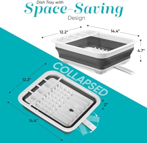 Collapsible Dish Drying Rack, Pop-Up with Drainboard, 8 Plate Capacity