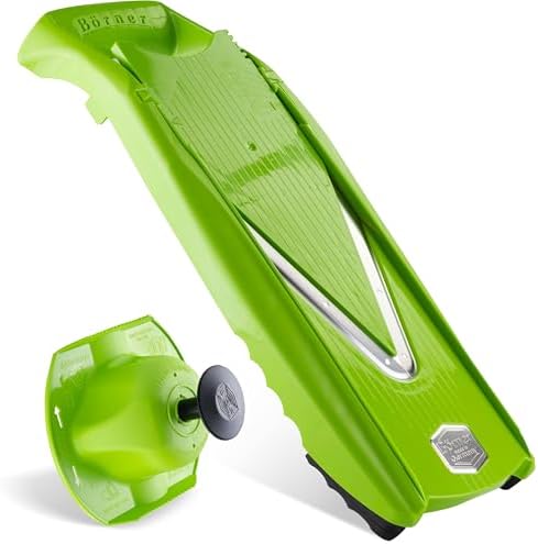 Mandoline Food Slicer Börner V5 (Basic Set) by Reston Lloyd • V-Slicer with Food Holder • Made in Germany • Fruit & Vegetable Chopper • Multiple Settings • Color: Lime by B%C3%B6rner