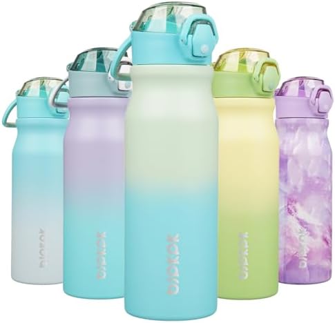 BJPKPK 25 oz Insulated Water Bottle, Straw, Handle, Stainless Steel Flask by BJPKPK