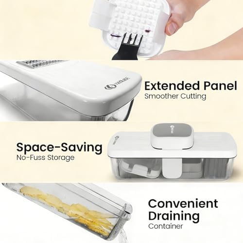 6-in-1 Vegetable Chopper Mandoline Slicer with 6 Blades & Container, Onion Cutter Dicer, Kitchen Gadgets & Essentials for Food Prep - Image 6