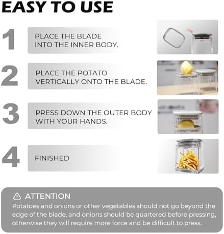 French Fry Cutter with 1 Blade Stainless Steel Manual Potato Chopper Gray - Image 4