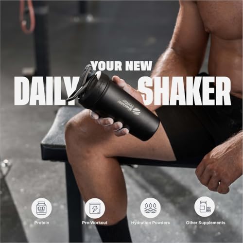 BlenderBottle Sport Flip Stainless Steel Shaker Bottle 24 oz Navy - Image 5