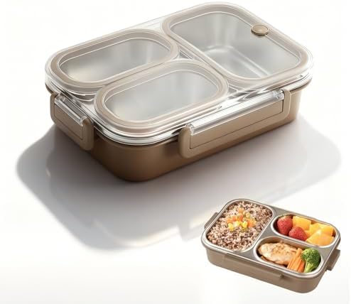 Adult Lunchbox, 304 Stainless Steel Lunchbox, Leak-proof 3-compartment Stainless Steel, Suitable for Office and Outdoor Use