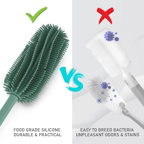 Silicone Bottle Brush, 15.7" Water Bottle Cleaner Brush, Green - Image 5