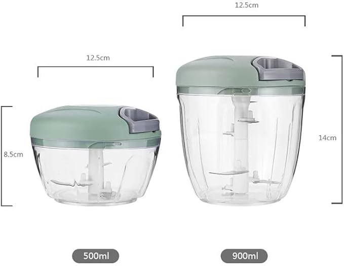 Onion Chopper, Vegetable, Garlic Chopper with Container, Kitchen Cutter,Pull String Hand Manual Food Processor Mincer Shredder for Cutting Onions Chili Ginger Seasoning Food Chopper (Green, 500ml)