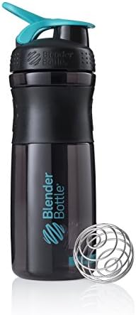 BlenderBottle SportMixer Tritan Grip Shaker Bottle, Transparent Black/Teal, 28-Ounce by BlenderBottle