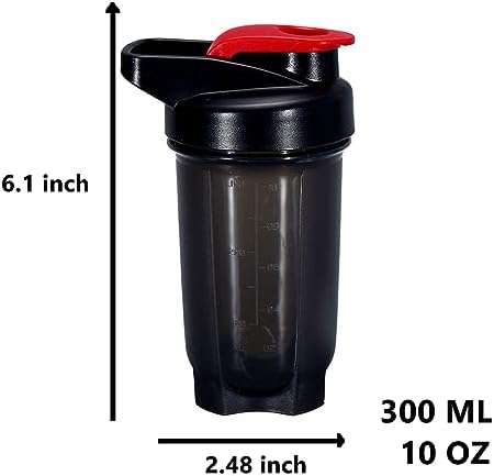Shaker Bottle Protein Shakes Cup and 10-Ounce/300ML ShakerBottle with Whisk Balls, Protein ShakerBottles Set,Non-BPA plastic (Black+Grey(2PCS)) - Image 2